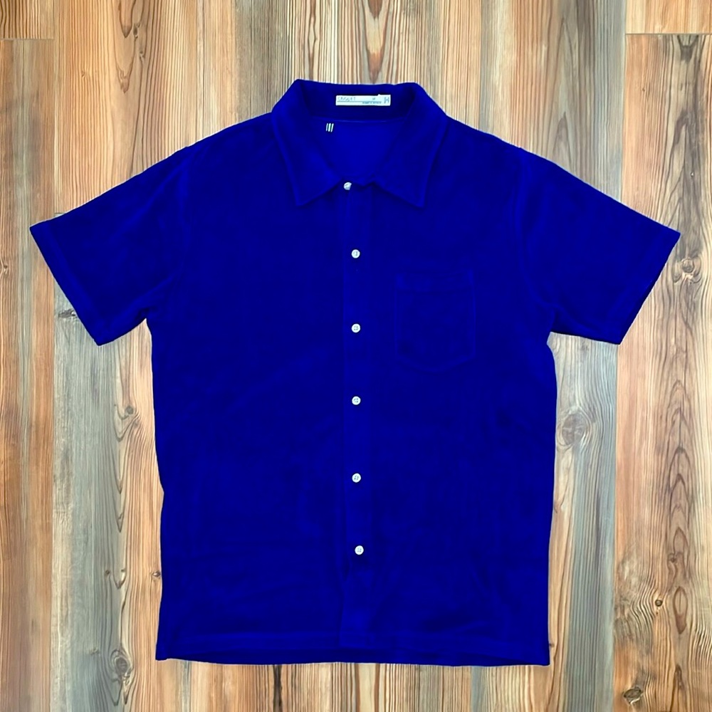 Criquet Men’s Terrycloth Button Down Medium Blue